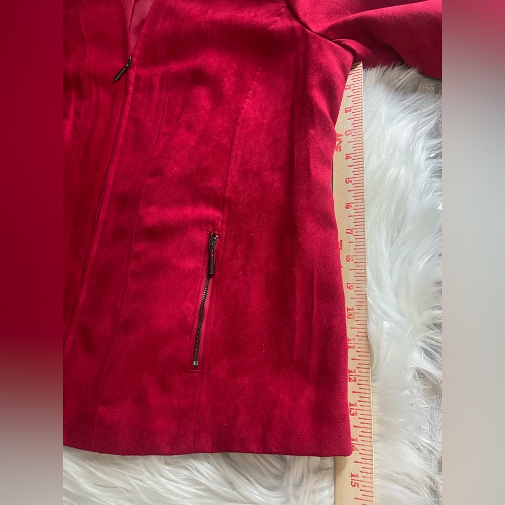 Studio Works Women's Bold Red Faux Suede lm Jacket - Picture 9 of 11